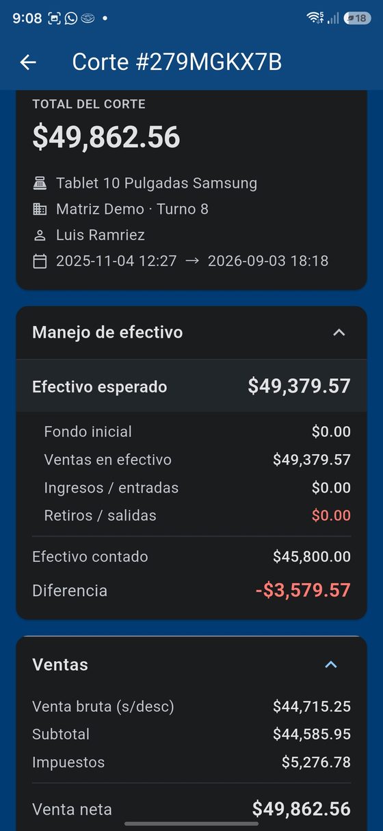 MySoftware Admin: Corte de caja