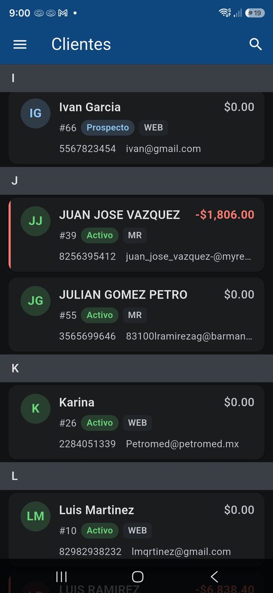 MySoftware Admin: Directorio de clientes
