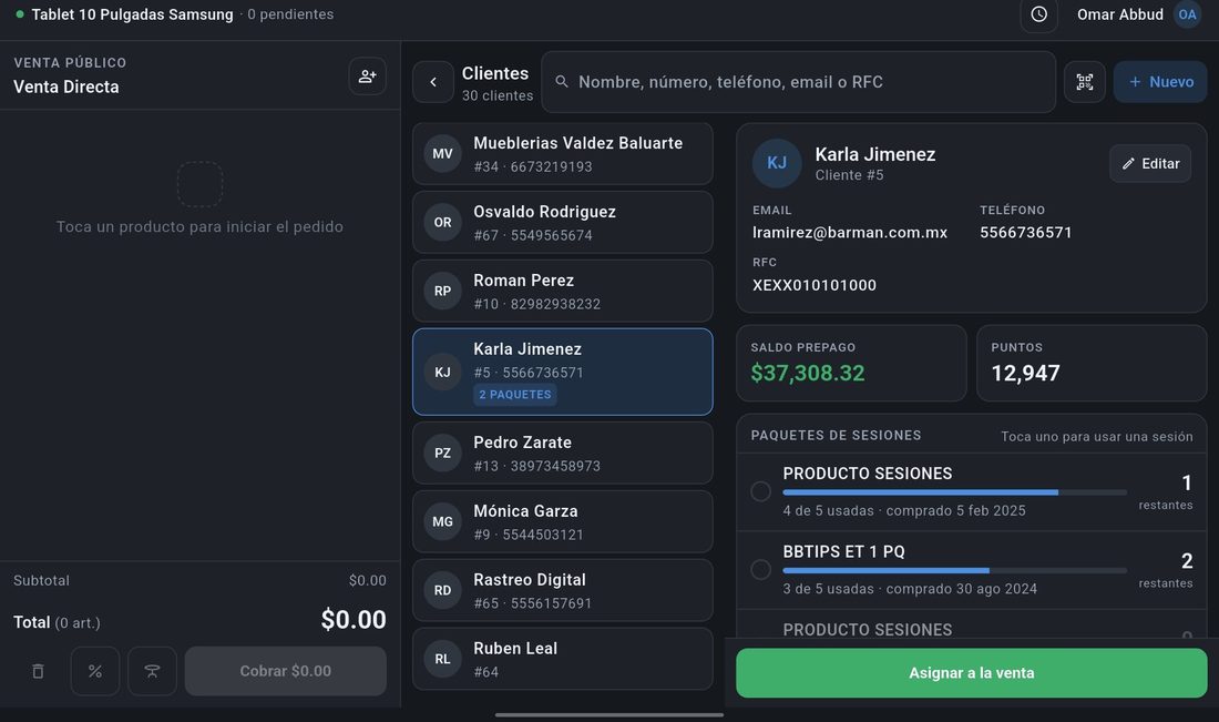 MySoftware POS en tablet: clientes, prepago y paquetes