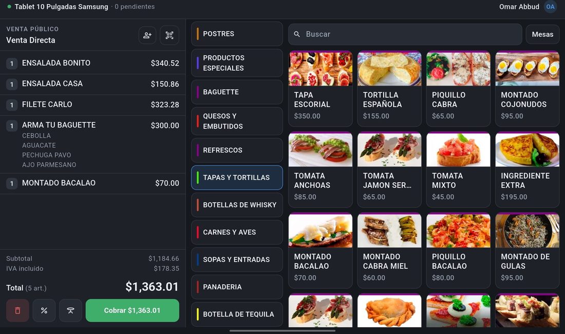 MySoftware POS en tablet: orden y catálogo