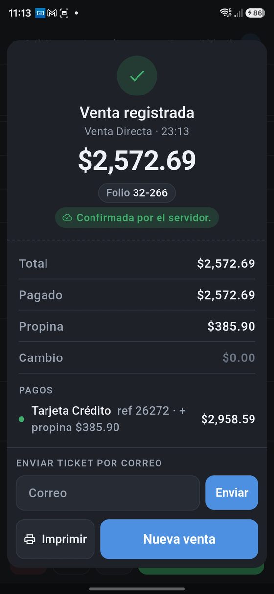 MySoftware POS: Venta registrada y ticket por correo