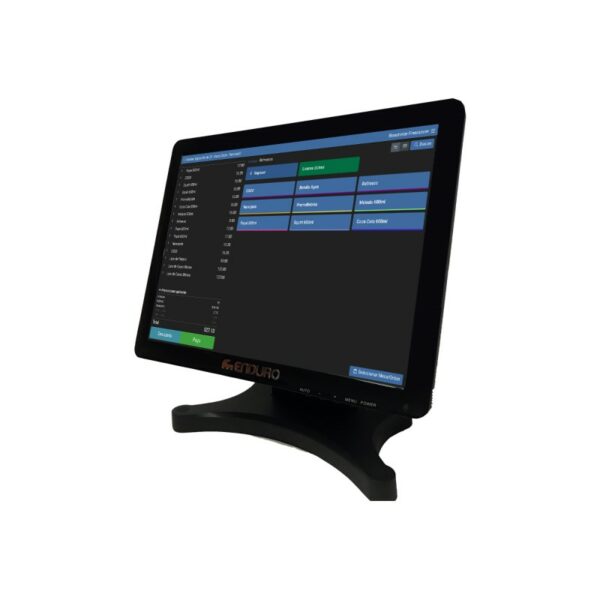 Monitor 15" LCD Tactil Negro HDMI y VGA Touchscreen Con Base Metal