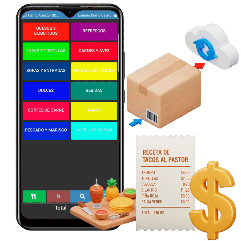 Inventarios automáticos y gestión de costos por recetas con software para restaurantes.